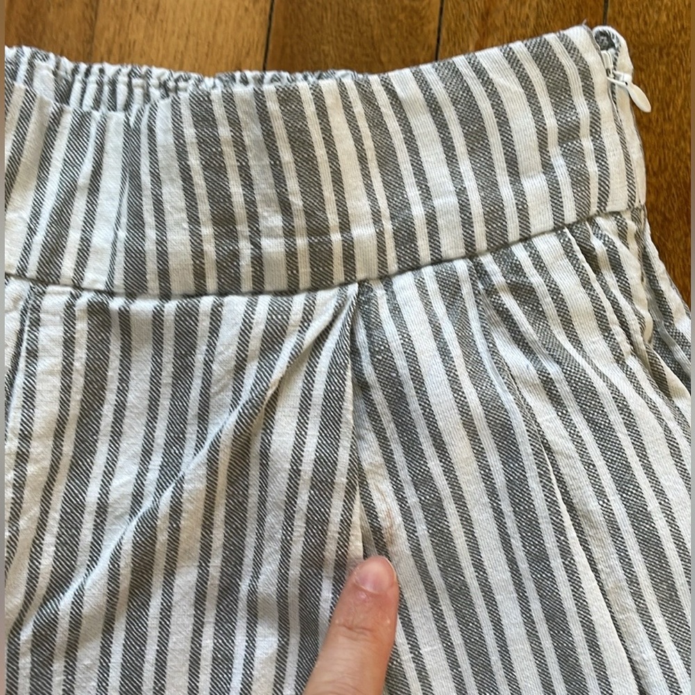 GAP Linen Blend Wide Leg Stripe Cropped Pants Sz 4 - Picture 4 of 8